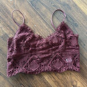 Wishlist Burgundy Lace Bralette/Crop Top